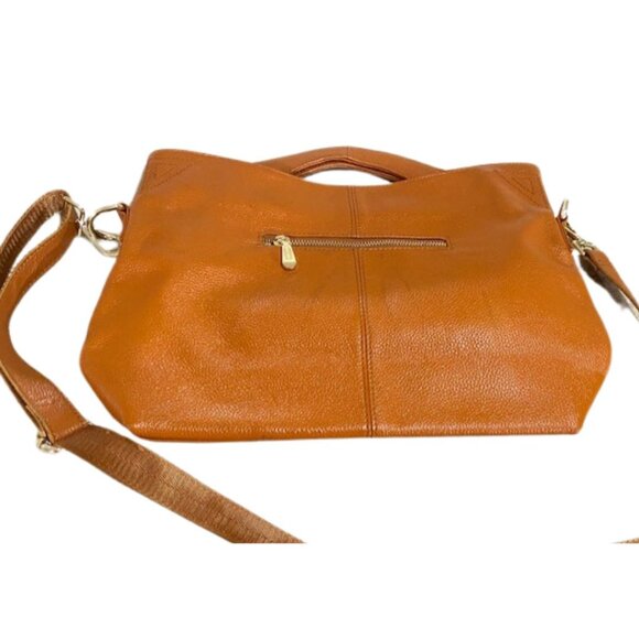 Paste Leather Handbag or Crossbody, Adjustable Shoulder Strap, Burnt Orange - Picture 10 of 16